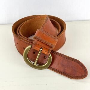 Supple Well Worn Leather Belt with Solid Brass Buckle Size 36?